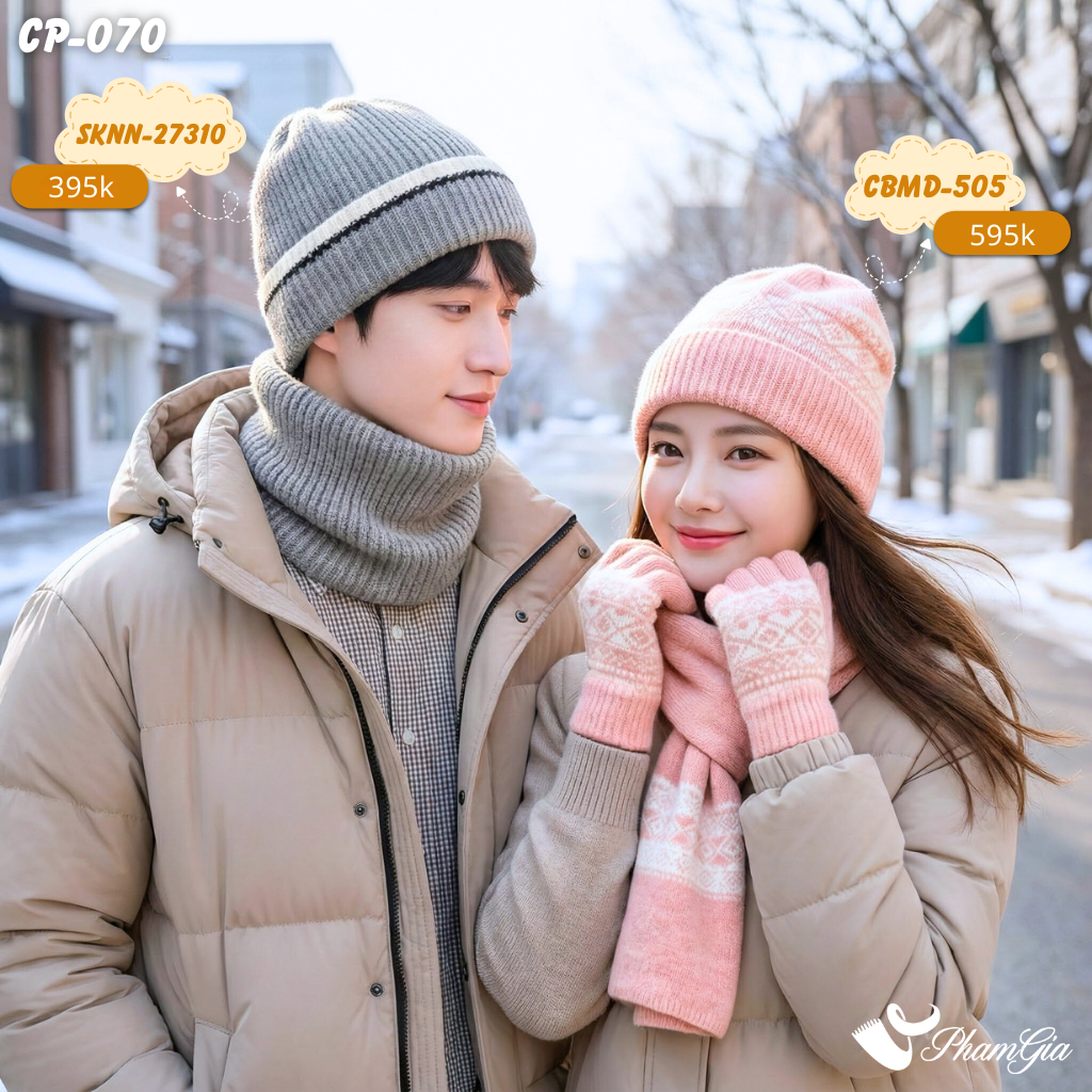 Set Set Khăn Nón Len Cặp Đôi Giữ Ấm Cao Cấp (CP070)