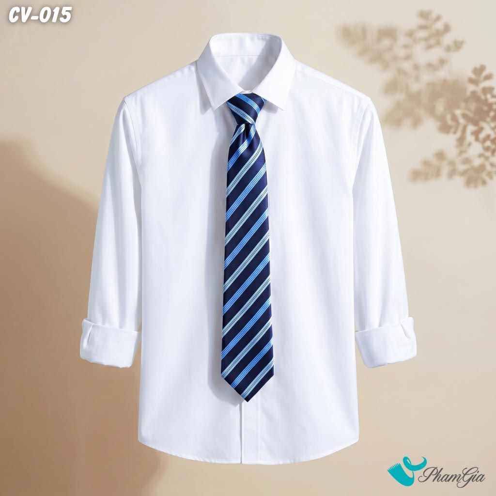 Cà Vạt Nam Hoạ Tiết Kẻ Sọc Chéo Lớn Màu Xanh Navy (CV015)