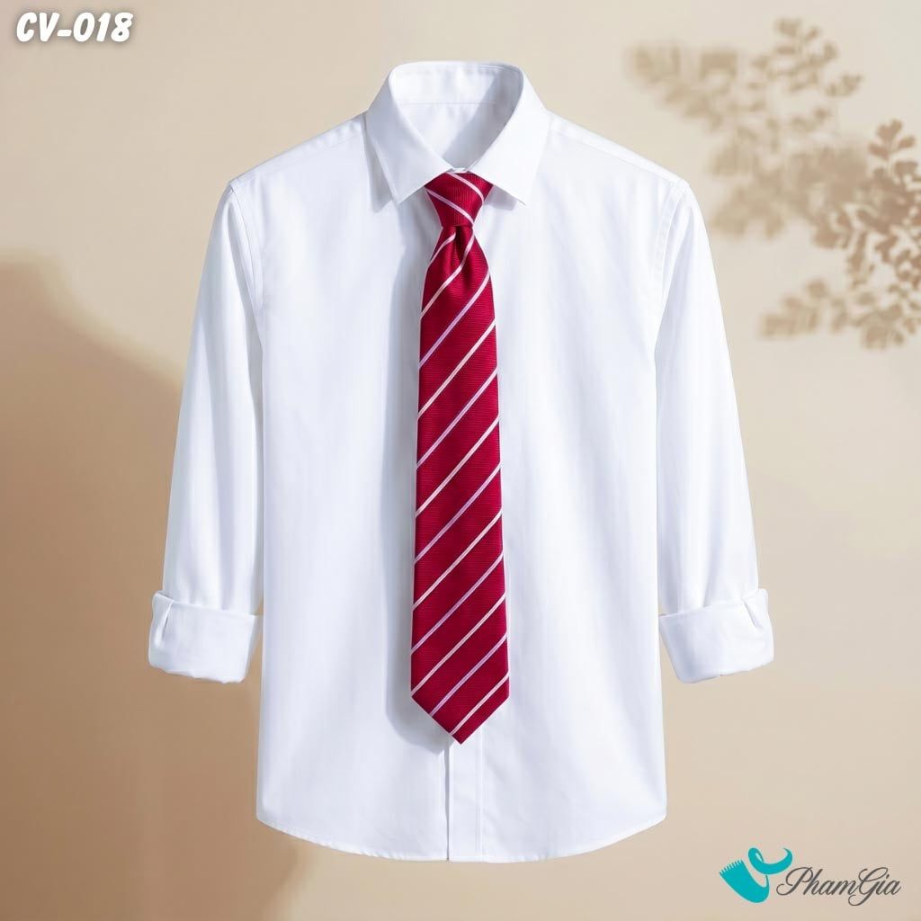 Cà Vạt Nam Hoạ Tiết Kẻ Sọc Chéo Màu Đỏ (CV018)