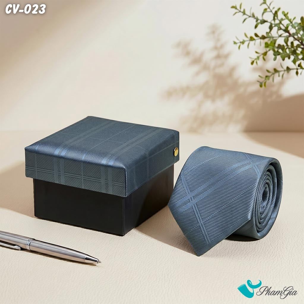 Cà Vạt Nam Hoạ Tiết Kẻ Sọc Mờ Màu Xám Lông Chuột (CV023)