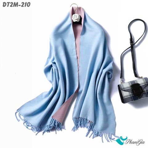 Khăn Choàng Dạ Cashmere Trơn 2 Mặt Phiên Bản Mới Phối Màu Hồng - Xanh Baby Trẻ Trung (DT2M210)
