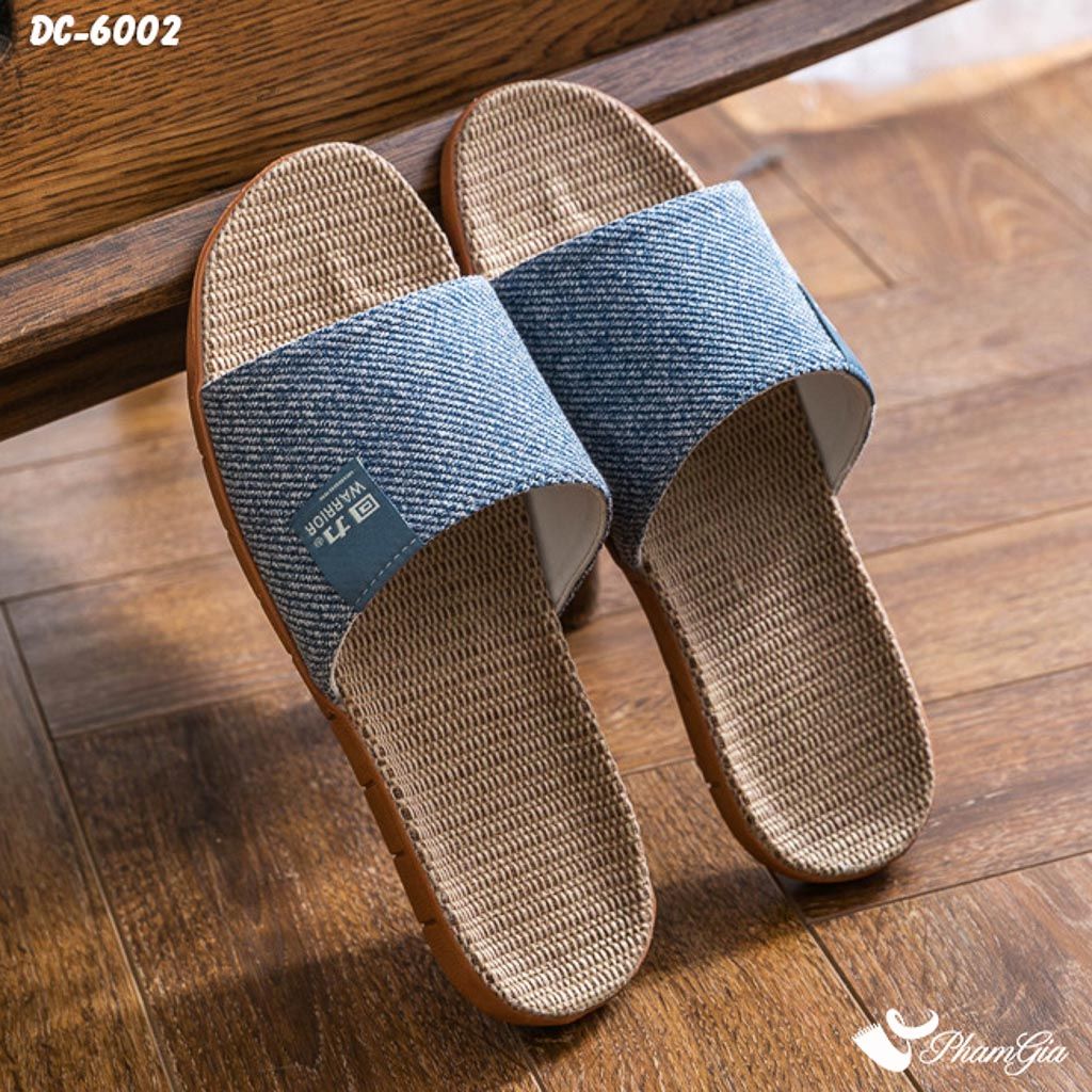 Góc Nghiêng Dép Cói Quai Ngang Cao Cấp Màu Xanh Ghi