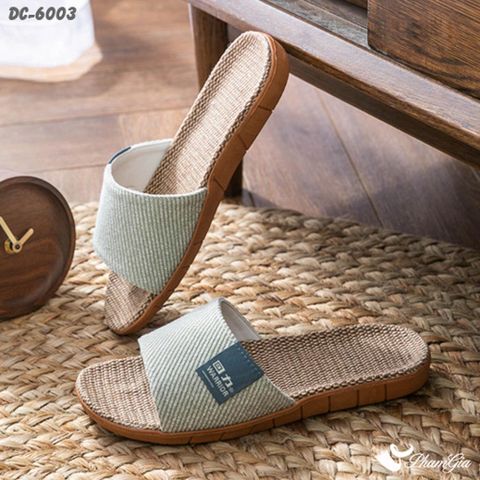 Góc Nghiêng Dép Cói Quai Ngang Cao Cấp Màu Xanh Ngọc