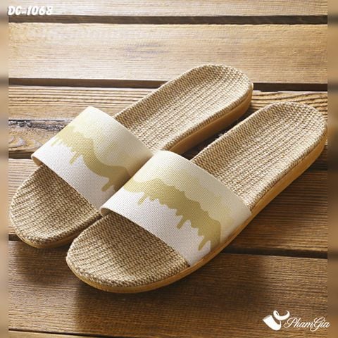 Dép Cói Quai Ngang Phối Màu Trắng - Xanh Oliu