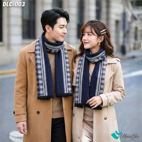 Khăn Choàng Dạ Cashmere Nam Cao Cấp Họa Tiết Ô Vuông Kẻ Sọc Màu Xanh Navy (DLC003)