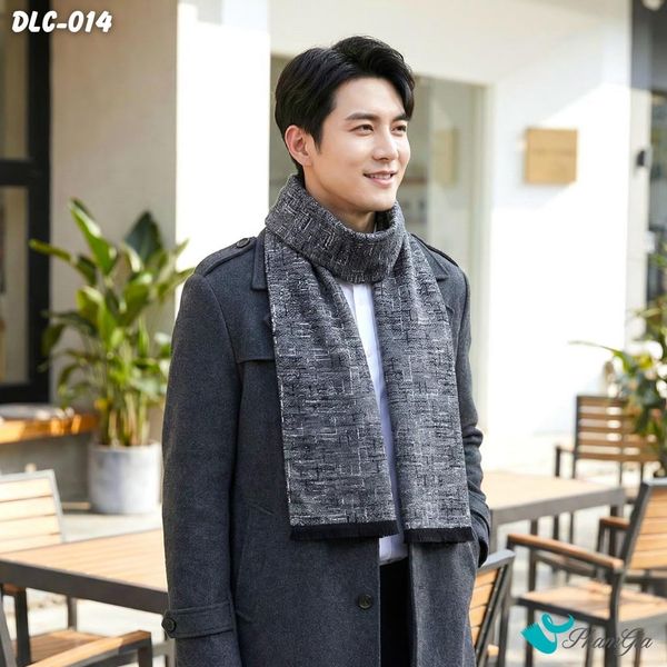 Khăn Choàng Dạ Cashmere Nam Cao Cấp Họa Tiết Retro Hiện Đại Màu Xám Ghi (DLC014)