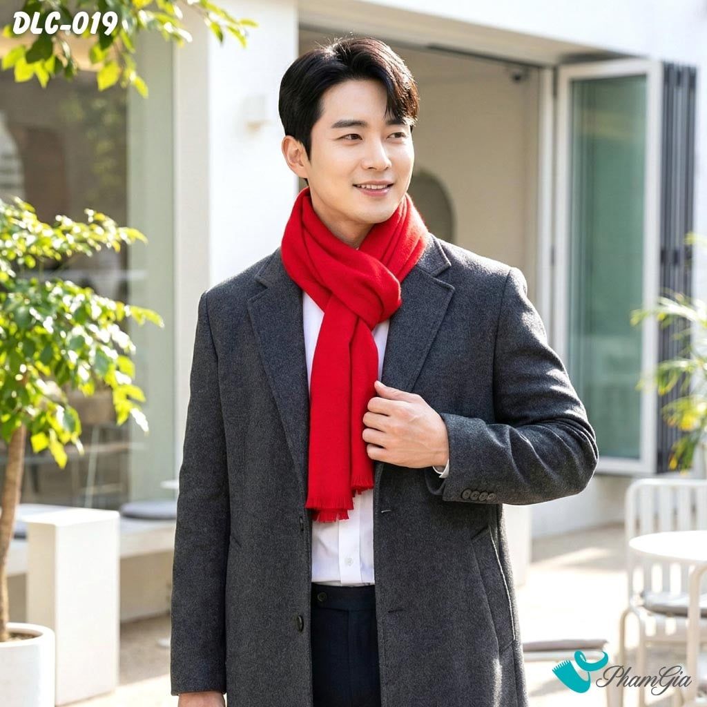 Khăn Choàng Dạ Cashmere Nam Cao Cấp Màu Đỏ Tươi (DLC019)
