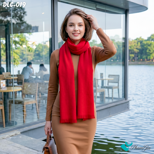 Khăn Choàng Dạ Cashmere Cao Cấp Màu Đỏ Tươi (DLC019)