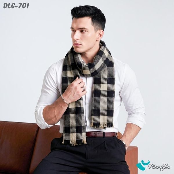 Khăn Choàng Dạ Lông Cừu Cao Cấp Họa Tiết Sang Trọng Và Lịch Lãm Cho Nam (DLC701)