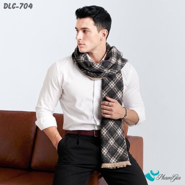 Khăn Choàng Dạ Lông Cừu Cao Cấp Họa Tiết Sang Trọng Và Lịch Lãm Cho Nam (DLC704)