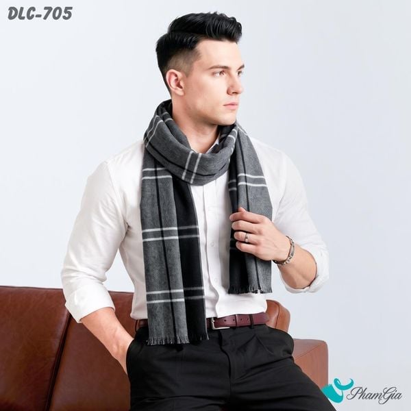 Khăn Choàng Dạ Lông Cừu Cao Cấp Họa Tiết Sang Trọng Và Lịch Lãm Cho Nam (DLC705)