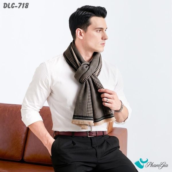 Khăn Choàng Dạ Lông Cừu Cao Cấp Họa Tiết Sang Trọng Và Lịch Lãm Cho Nam (DLC718)