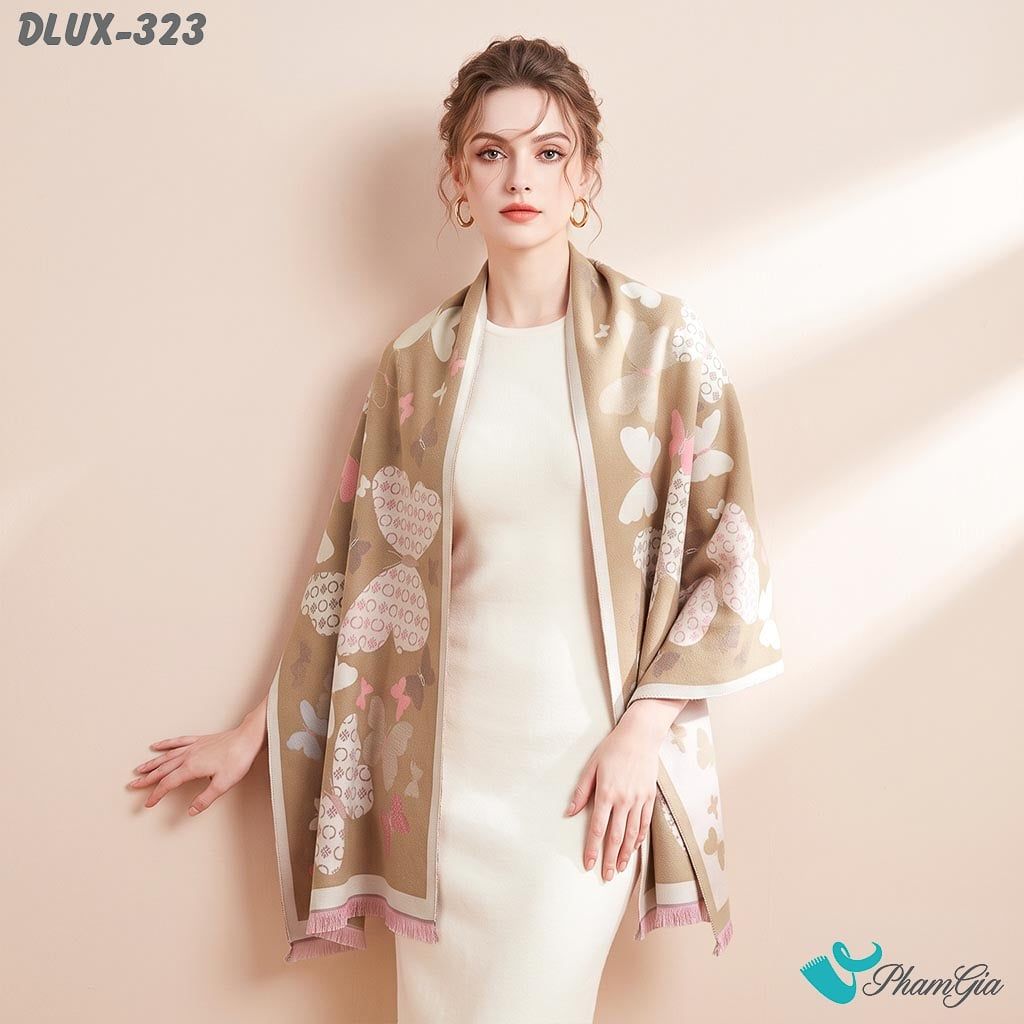 Khăn Choàng Dạ Cashmere Cao Cấp Họa Tiết Cánh Bướm Nhiều Màu Trẻ Trung (DLUX323)