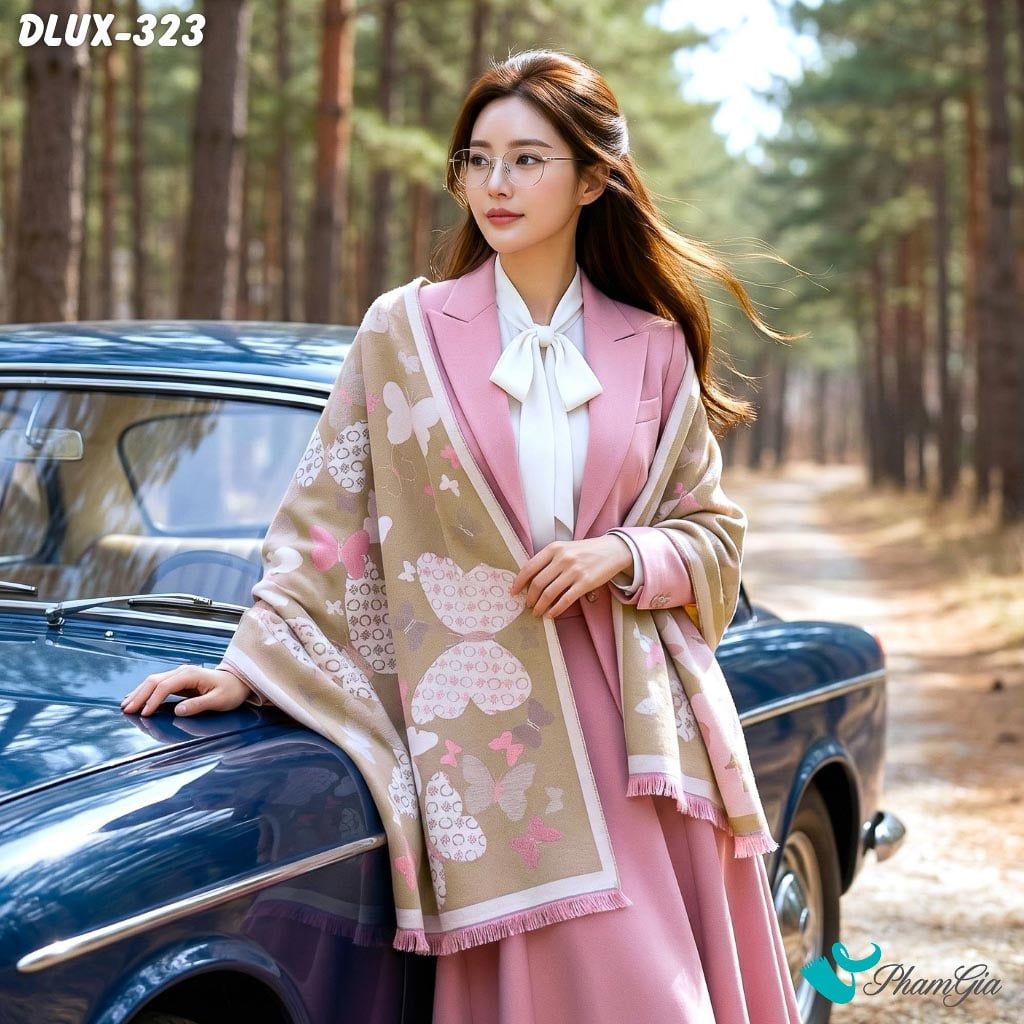 Khăn Choàng Dạ Cashmere Cao Cấp Họa Tiết Cánh Bướm Nhiều Màu Trẻ Trung (DLUX323)