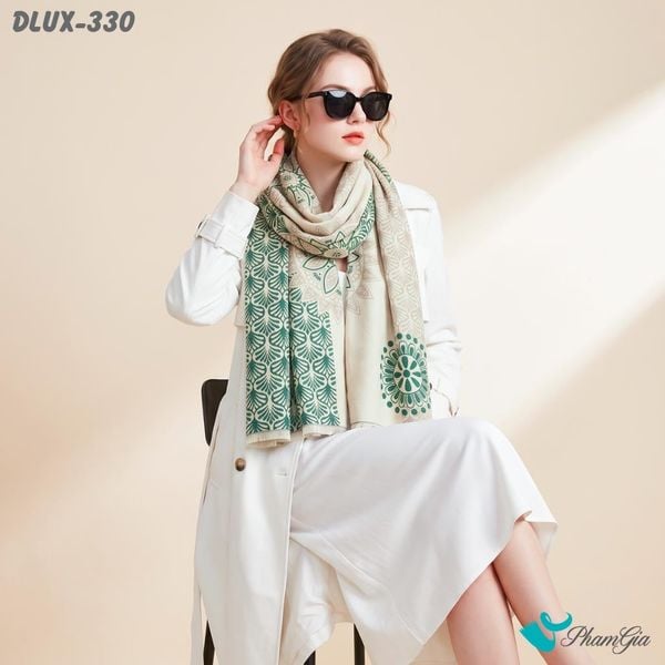Khăn Choàng Dạ Cashmere Cao Cấp Họa Tiết Boho Màu Beige Thanh Lịch (DLUX330)