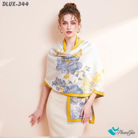 Khăn Choàng Dạ Cashmere Cao Cấp Họa Tiết Hoa Hồng Màu Vàng Thanh Lịch (DLUX344)