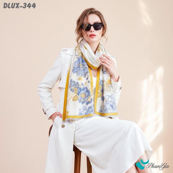 Khăn Choàng Dạ Cashmere Cao Cấp Họa Tiết Hoa Hồng Màu Vàng Thanh Lịch (DLUX344)