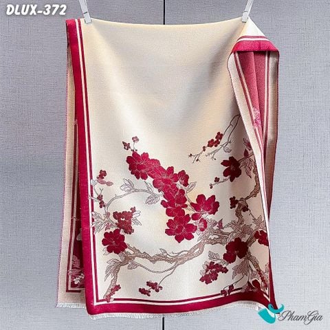 Khăn Choàng Dạ Cashmere Cao Cấp Họa Tiết Hoa Đào Màu Đỏ Mận (DLUX372)