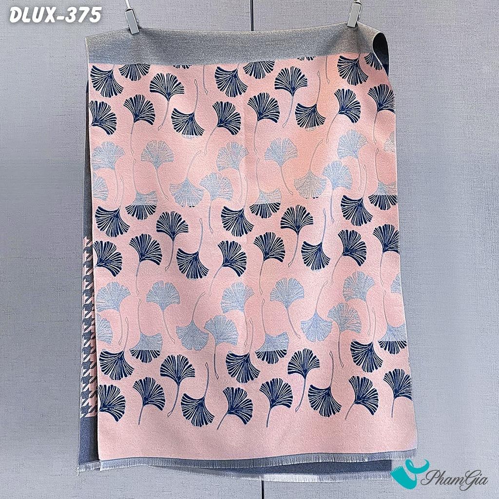 Khăn Choàng Dạ Cashmere Cao Cấp Họa Tiết Lá Rẻ Quạt Màu Hồng (DLUX375)