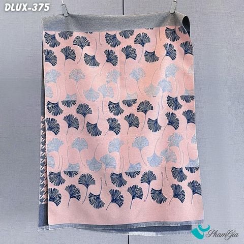 Khăn Choàng Dạ Cashmere Cao Cấp Họa Tiết Lá Rẻ Quạt Màu Hồng (DLUX375)