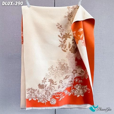 Khăn Choàng Dạ Cashmere Cao Cấp Họa Tiết Hoa Dây Leo Màu Cam (DLUX390)
