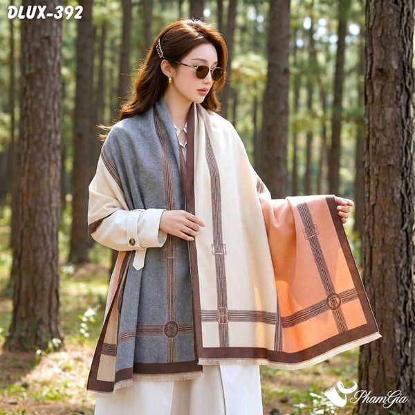 Khăn Choàng Dạ Cashmere Cao Cấp Họa Tiết Retro Phối Màu Hiện Đại (DLUX392)