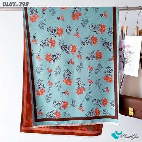 Khăn Choàng Dạ Cashmere Cao Cấp Họa Tiết Hoa Nhí Màu Xanh Ngọc (DLUX398)