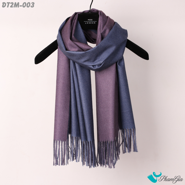Khăn Choàng Dạ Trơn 2 Mặt Phối Màu Tím Nho - Xanh Ghi Trang Nhã (BDT2M003)