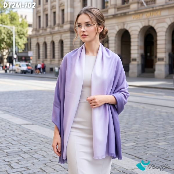 Khăn Choàng Dạ Cashmere Ombre Cao Cấp Màu Tím Nho (DT2M102)
