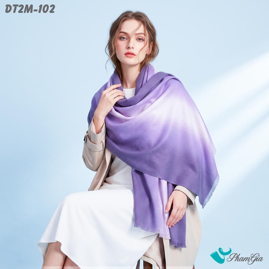 Khăn Choàng Dạ Cashmere Ombre Cao Cấp Màu Tím Nho (DT2M102)