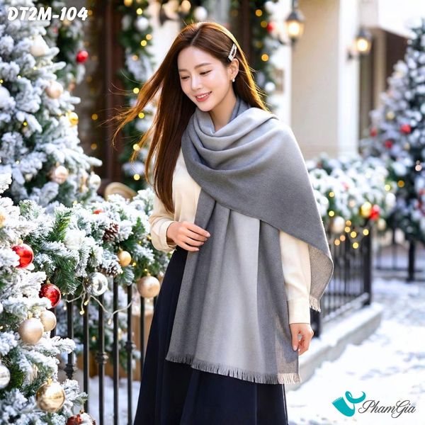 Khăn Choàng Dạ Cashmere Ombre Cao Cấp Màu Xám Ghi (DT2M104)