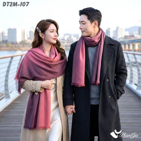 Khăn Choàng Dạ Cashmere Ombre Cao Cấp Màu Tím Mận (DT2M107)