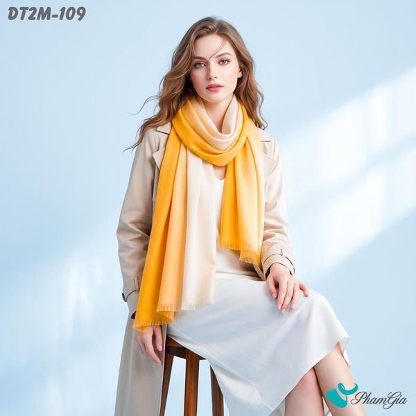 Khăn Choàng Dạ Cashmere Ombre Cao Cấp Màu Vàng (DT2M109)