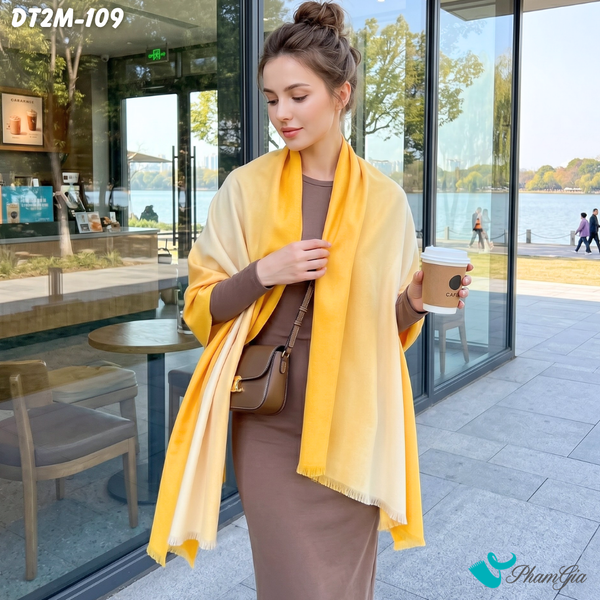 Khăn Choàng Dạ Cashmere Ombre Cao Cấp Màu Vàng (DT2M109)