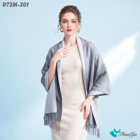 Khăn Choàng Dạ Cashmere Trơn 2 Mặt Phiên Bản Mới Phối Màu Xám Khói - Xám Ghi Tối Giản (DT2M201)