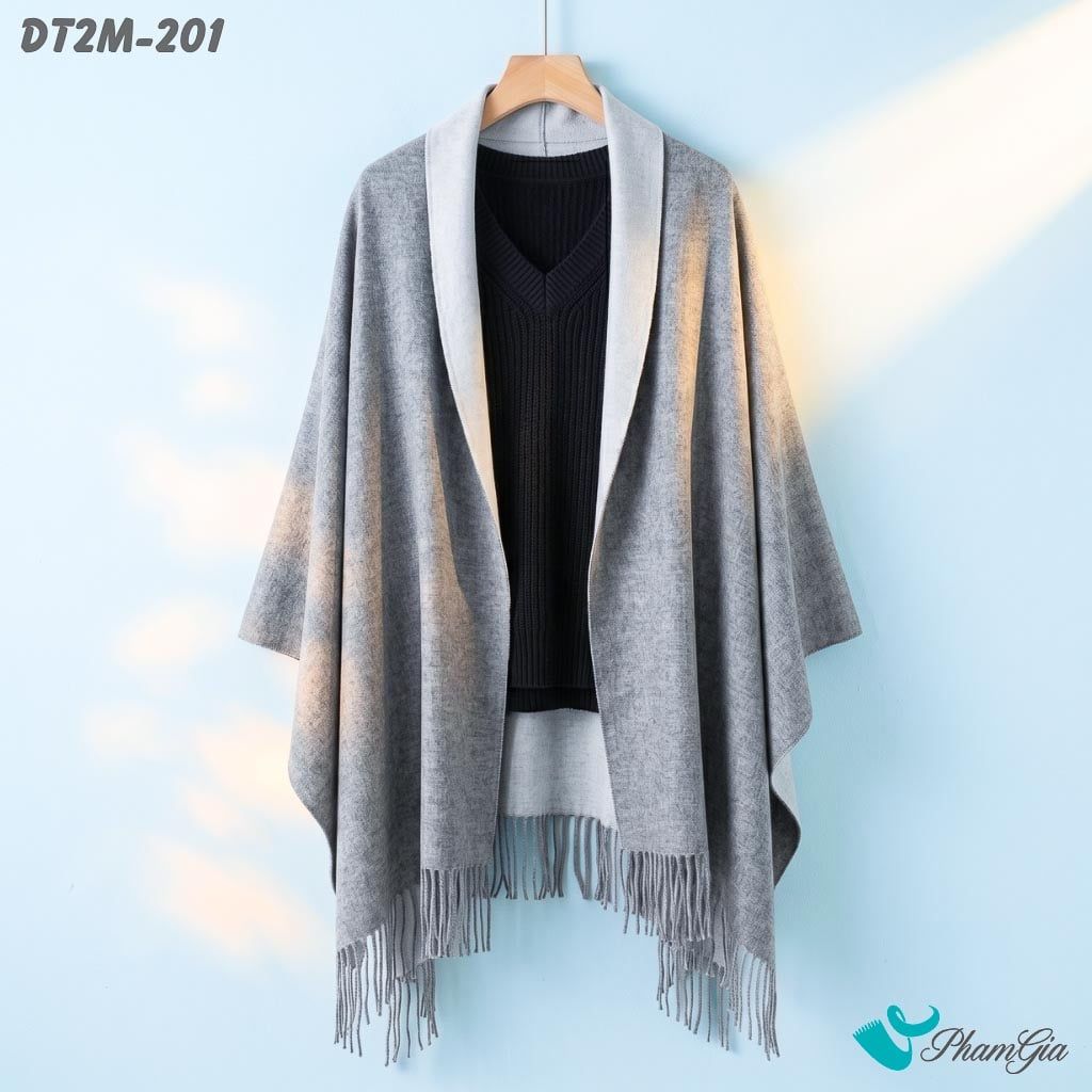 Khăn Choàng Dạ Cashmere Trơn 2 Mặt Phiên Bản Mới Phối Màu Xám Khói - Xám Ghi Tối Giản (DT2M201)