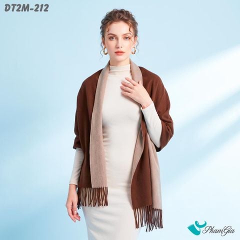 Khăn Choàng Dạ Cashmere Trơn 2 Mặt Phiên Bản Mới Phối Màu Beige - Nâu Cà Phê Hiện Đại (DT2M212)