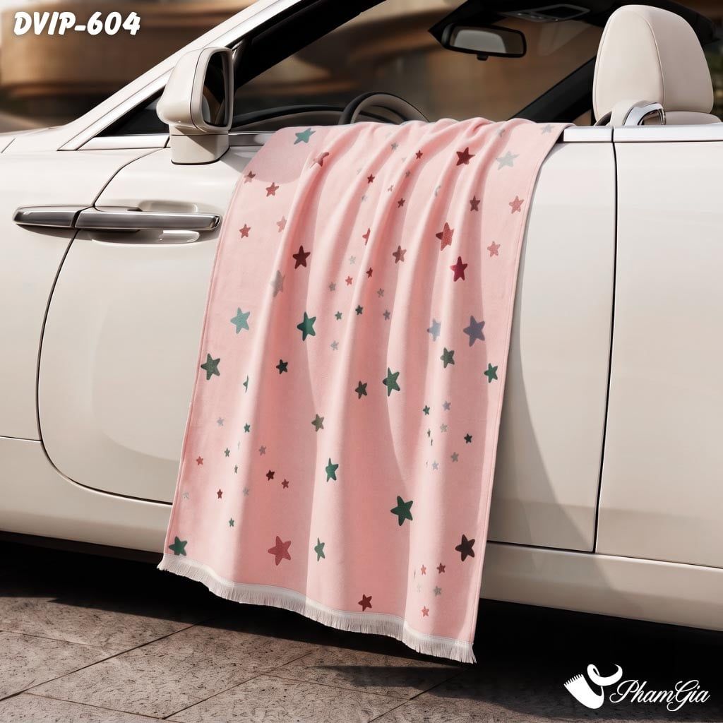 Khăn Choàng Dạ De Vip Giữ Ấm Cao Cấp Họa Tiết Ngôi Sao Đa Sắc Màu Hồng Phấn (DVIP604)