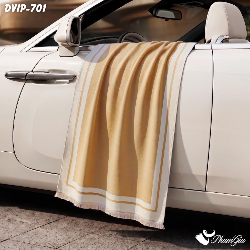 Khăn Choàng Dạ De Vip Giữ Ấm Cao Cấp Họa Tiết Viền Sọc Tối Giản Màu Bạc Xỉu (DVIP701)