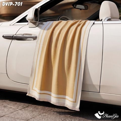 Khăn Choàng Dạ De Vip Giữ Ấm Cao Cấp Họa Tiết Viền Sọc Tối Giản Màu Bạc Xỉu (DVIP701)