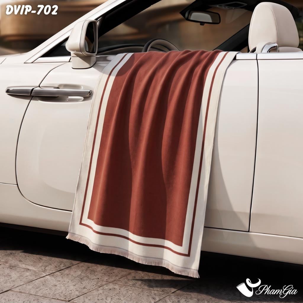 Khăn Choàng Dạ De Vip Giữ Ấm Cao Cấp Họa Tiết Viền Sọc Tối Giản Màu Nâu Tây (DVIP702)