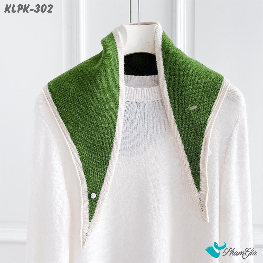 Khăn Len Phụ Kiện Giữ Ấm Thời Trang Cao Cấp Màu Xanh Rêu Phối Viền Beige (KLPK302)