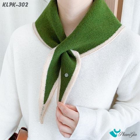 Khăn Len Phụ Kiện Giữ Ấm Thời Trang Cao Cấp Màu Xanh Rêu Phối Viền Beige (KLPK302)