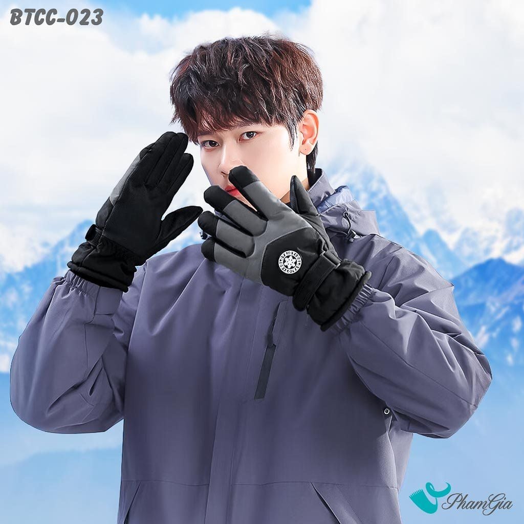 Găng Tay Mùa Đông Siêu Dày Lót Lông Giữ Ấm Cao Cấp Chất Liệu Trượt Nước, Chuyên Dụng Đi Tuyết Màu Đen (BTCC023)