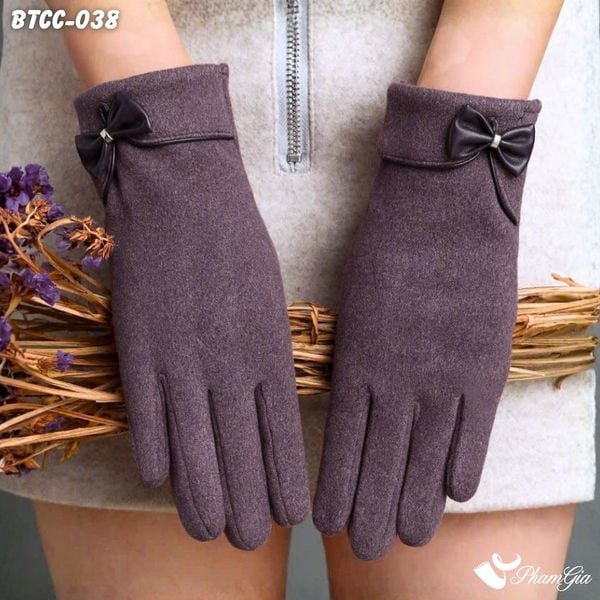 Găng Tay Da Lộn Lót Lông Giữ Ấm Thời Trang Màu Tím (BTCC038)