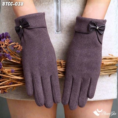 Găng Tay Da Lộn Lót Lông Giữ Ấm Thời Trang Màu Tím (BTCC038)