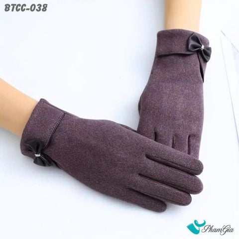 Găng Tay Da Lộn Lót Lông Giữ Ấm Thời Trang Màu Tím (BTCC038)