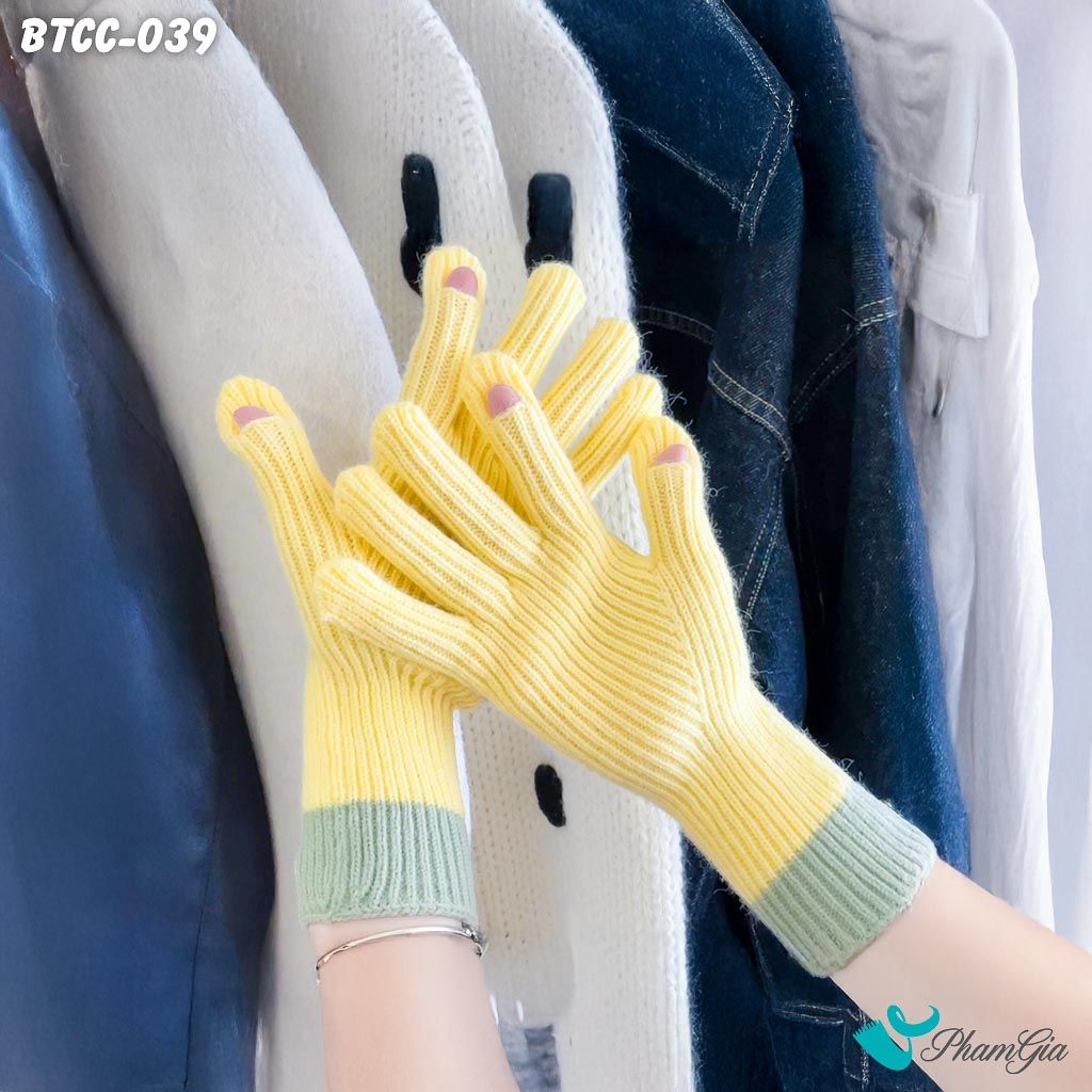 Găng Tay Len Cao Cổ Hiện Đại Giữ Ấm Mùa Đông Màu Vàng Cao Cấp (BTCC039)