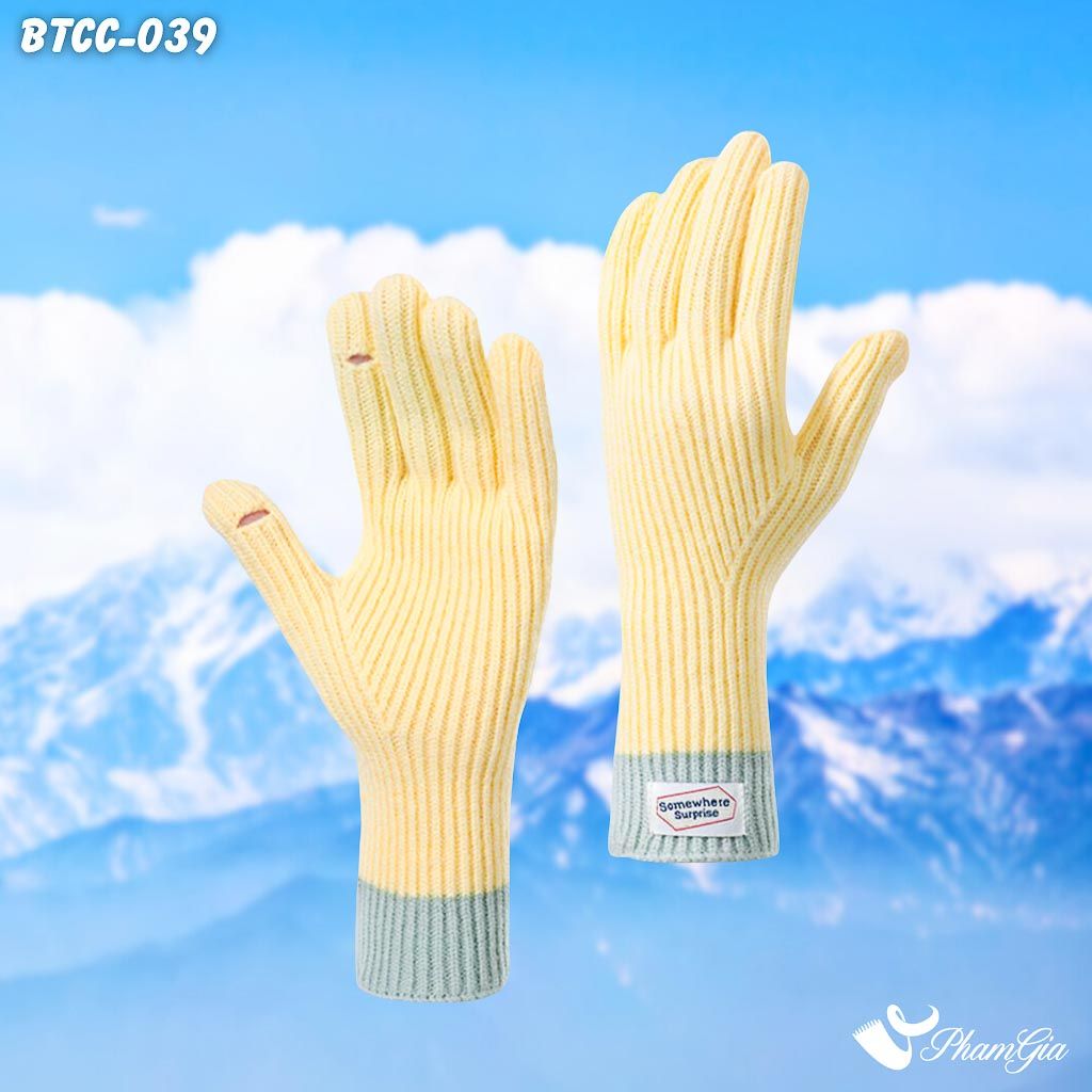 Găng Tay Len Cao Cổ Hiện Đại Giữ Ấm Mùa Đông Màu Vàng Cao Cấp (BTCC039)