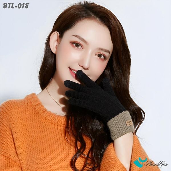 Găng Tay Len Lót Lông Hiện Đại Màu Đen (BTL018)